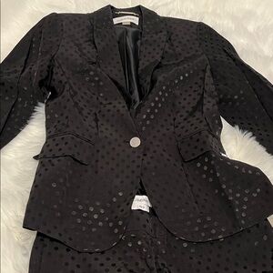 Calvin Klein Black Polka Dot pant suit. Super cute! Blazer is 2P, Pants are 4P.
